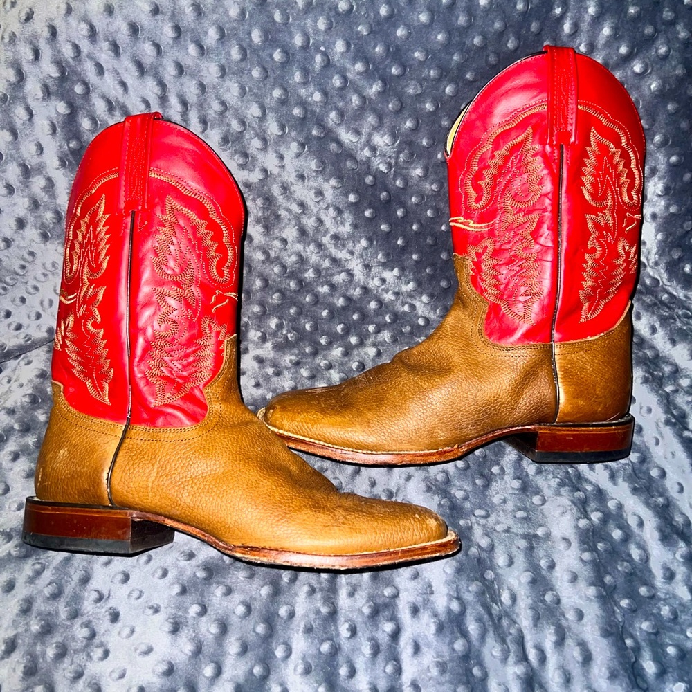 LaGrange western riding boots. Size 10 1/2D red on top brown bottoms